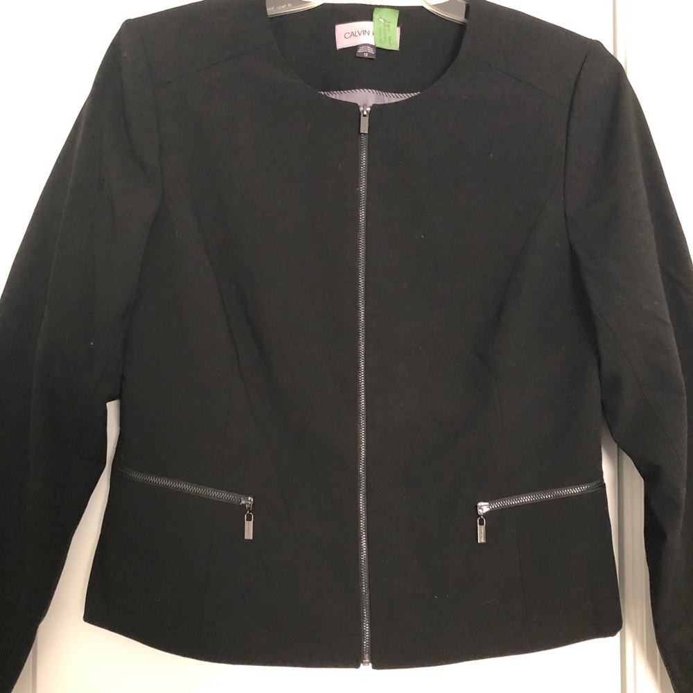 Calvin Klein Black Moto Style Crop Jacket